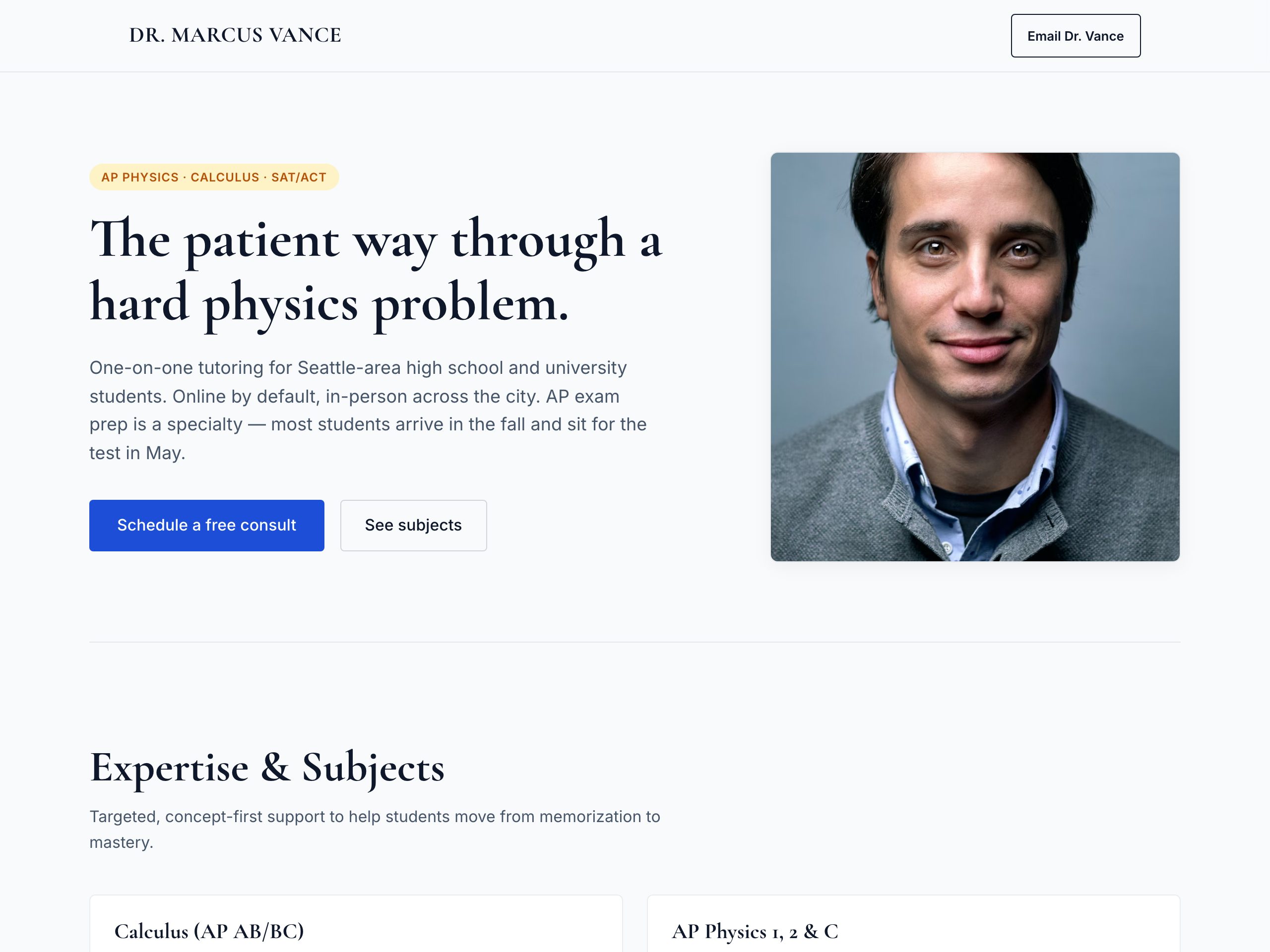 Dr. Marcus Vance Tutoring