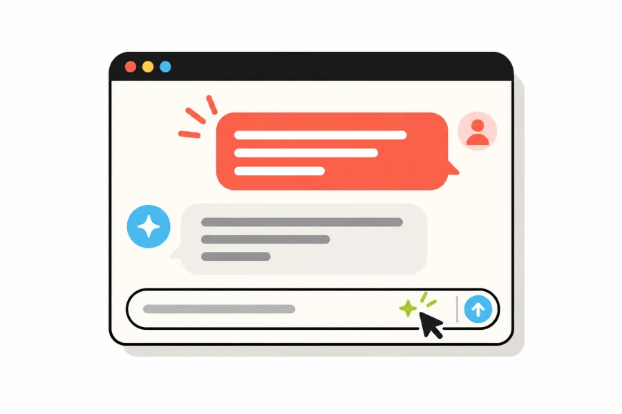 A browser chat showing a request sent to the AI
