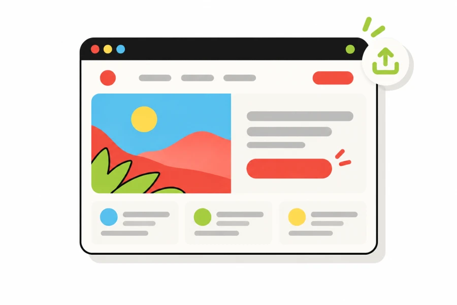 A browser preview showing the finished published website