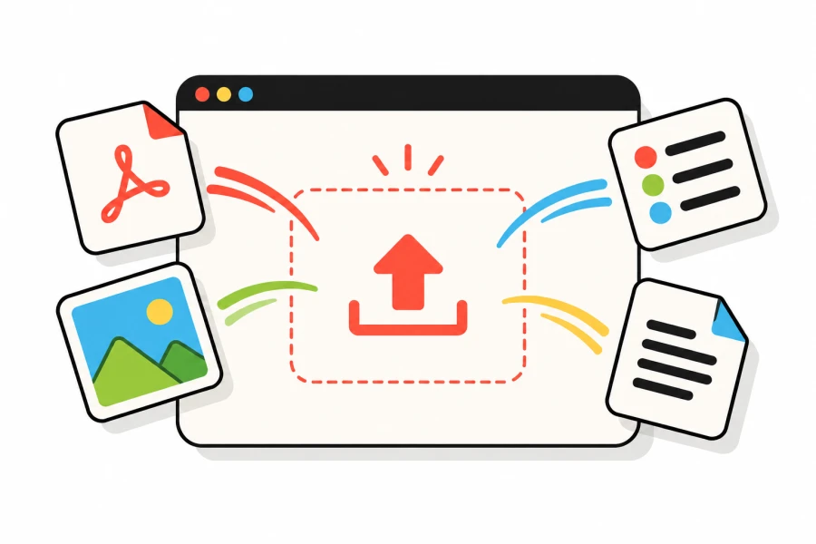 Digital files uploading into a Nanopage browser window
